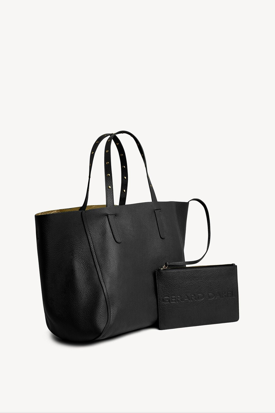 shoppingväska i kornigt metalliskt läder inuti - simple 2