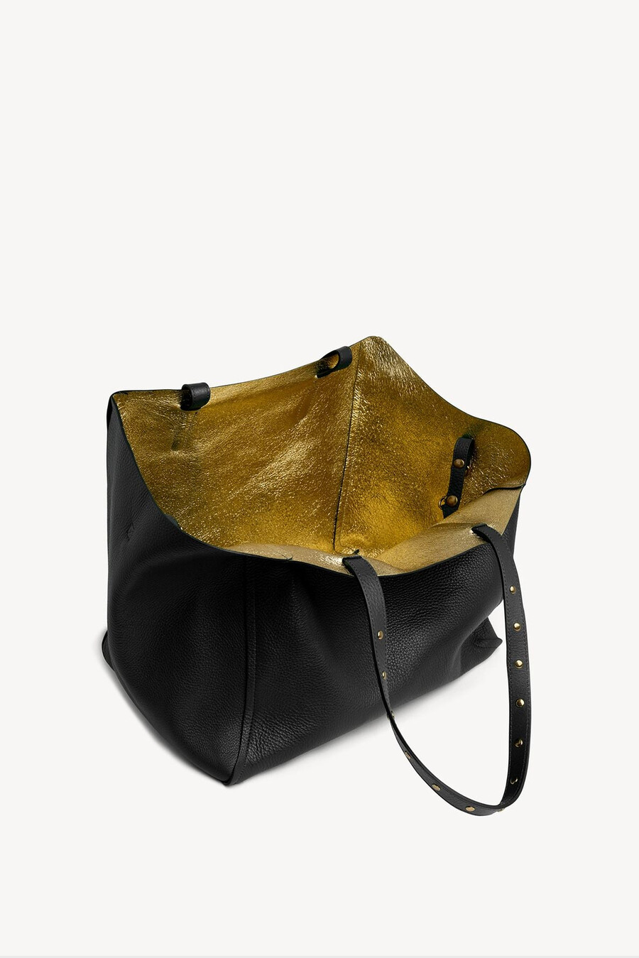 shoppingväska i kornigt metalliskt läder inuti - simple 2