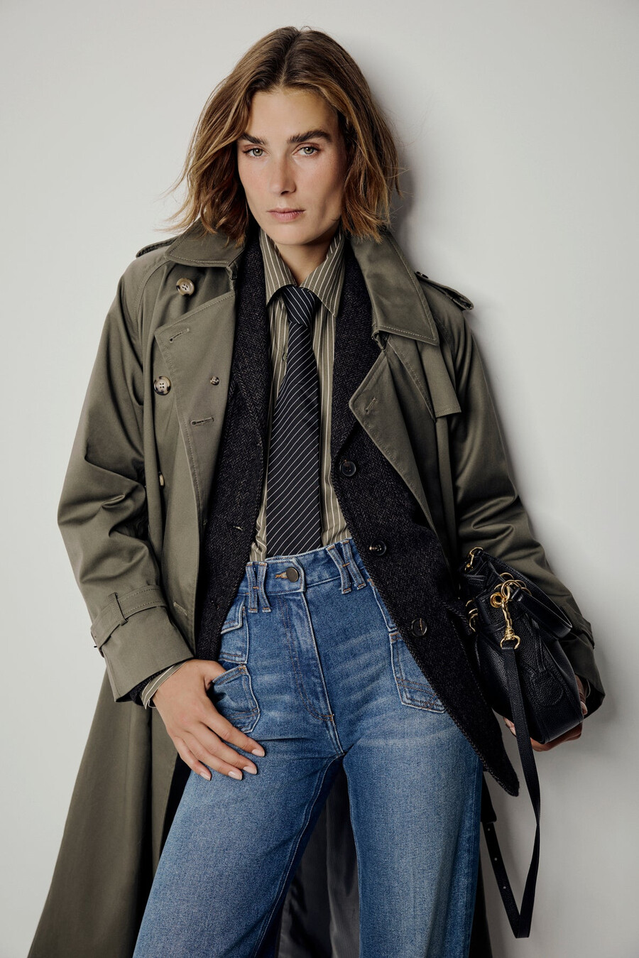 hellång kakifärgad trenchcoat - serge