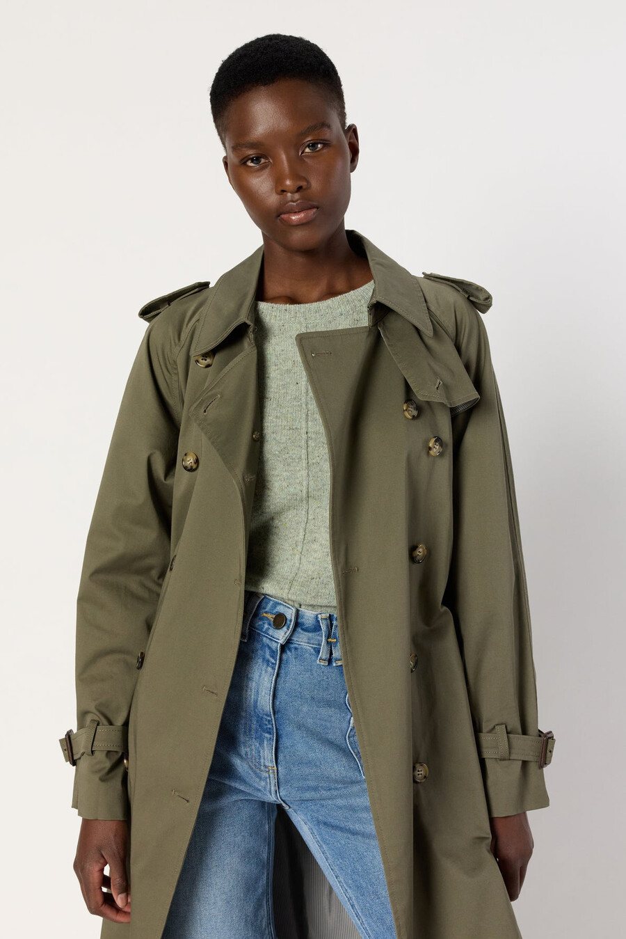 hellång kakifärgad trenchcoat - serge