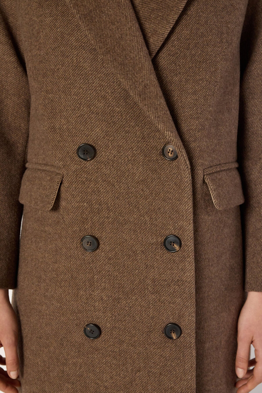 dubbelknäppt ullkappa i twill – mady