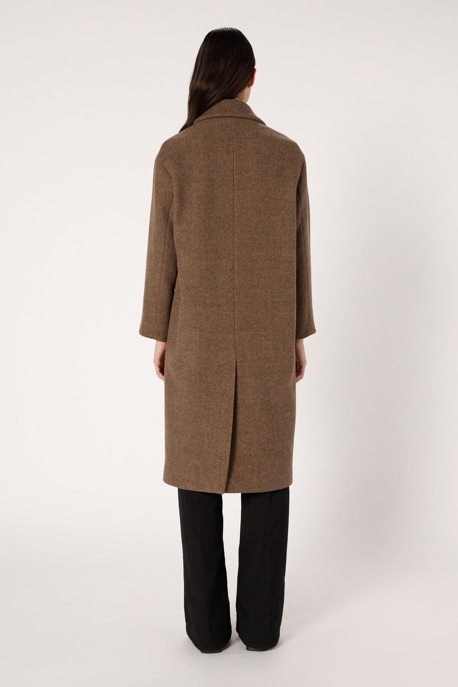 dubbelknäppt ullkappa i twill – mady