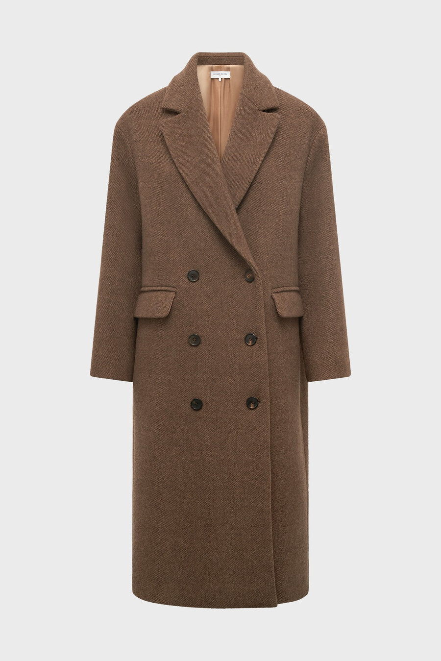 dubbelknäppt ullkappa i twill – mady
