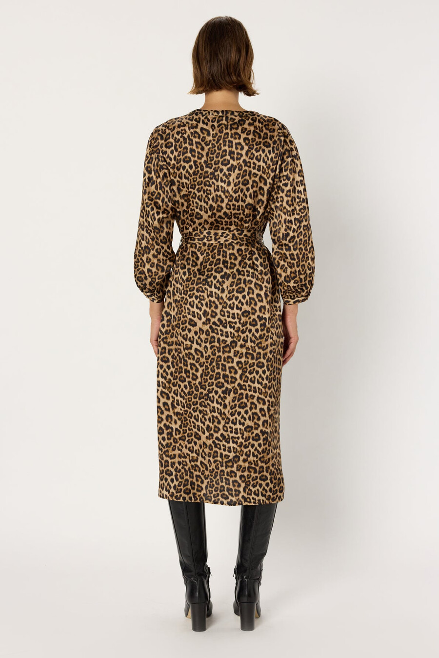 midiklänning i satin med leopardmönster - liloux