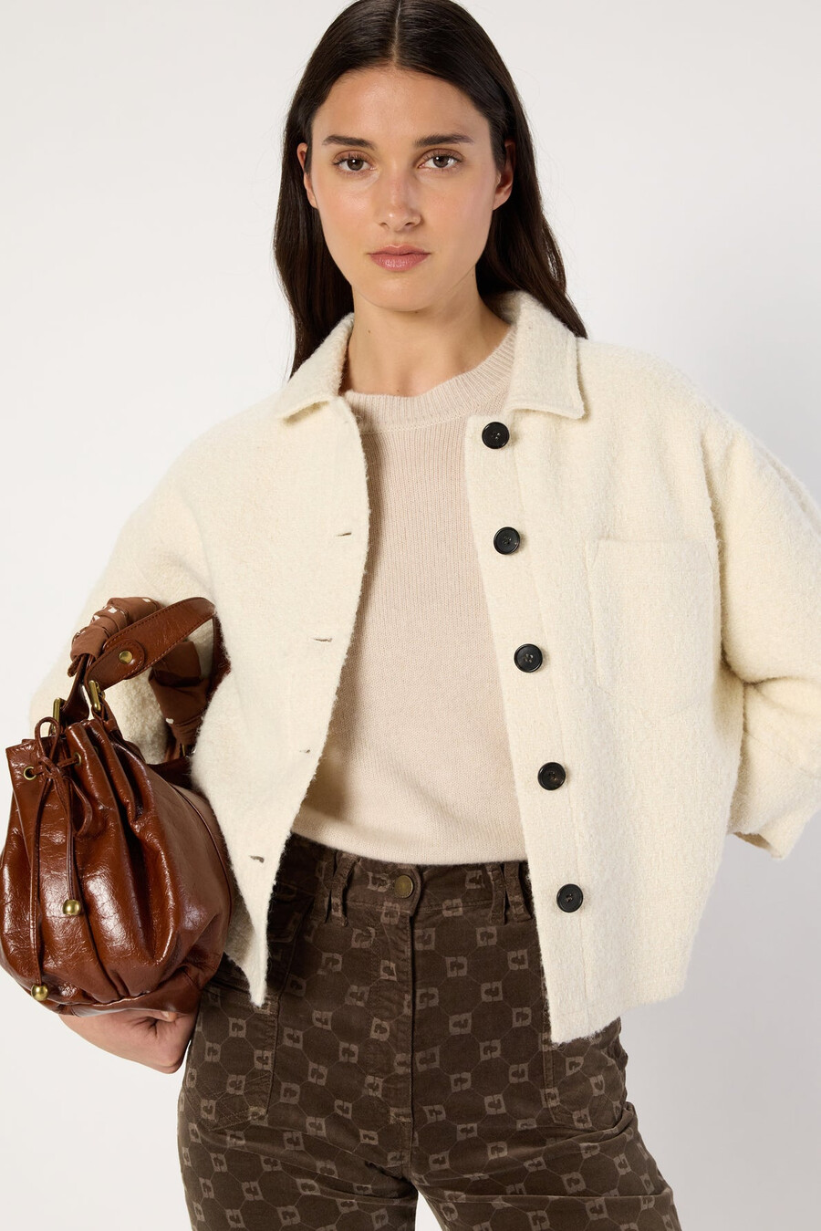 overshirt-modell enfärgad tweedkavaj - ninon
