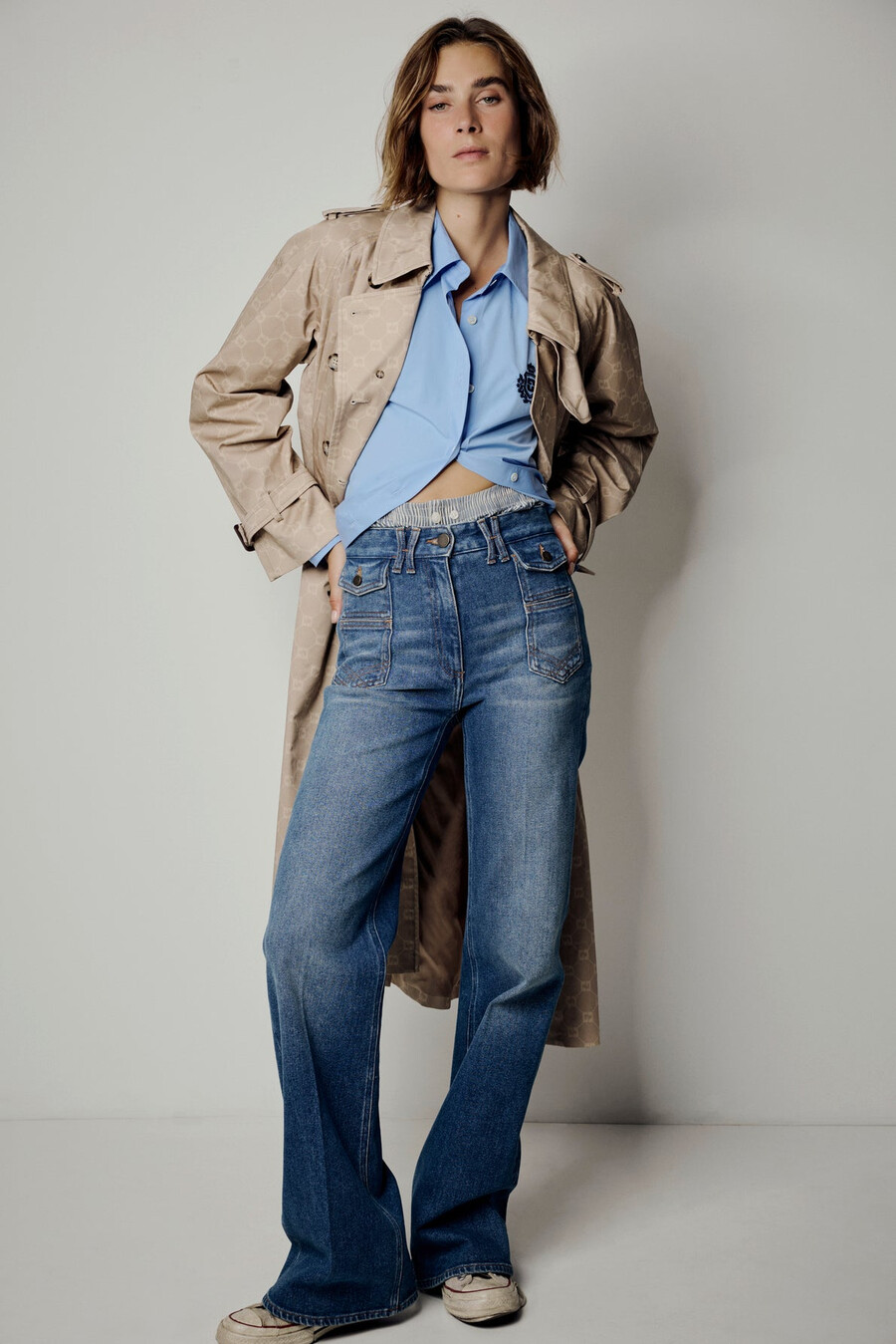 raw denim utsvängda jeans - anna