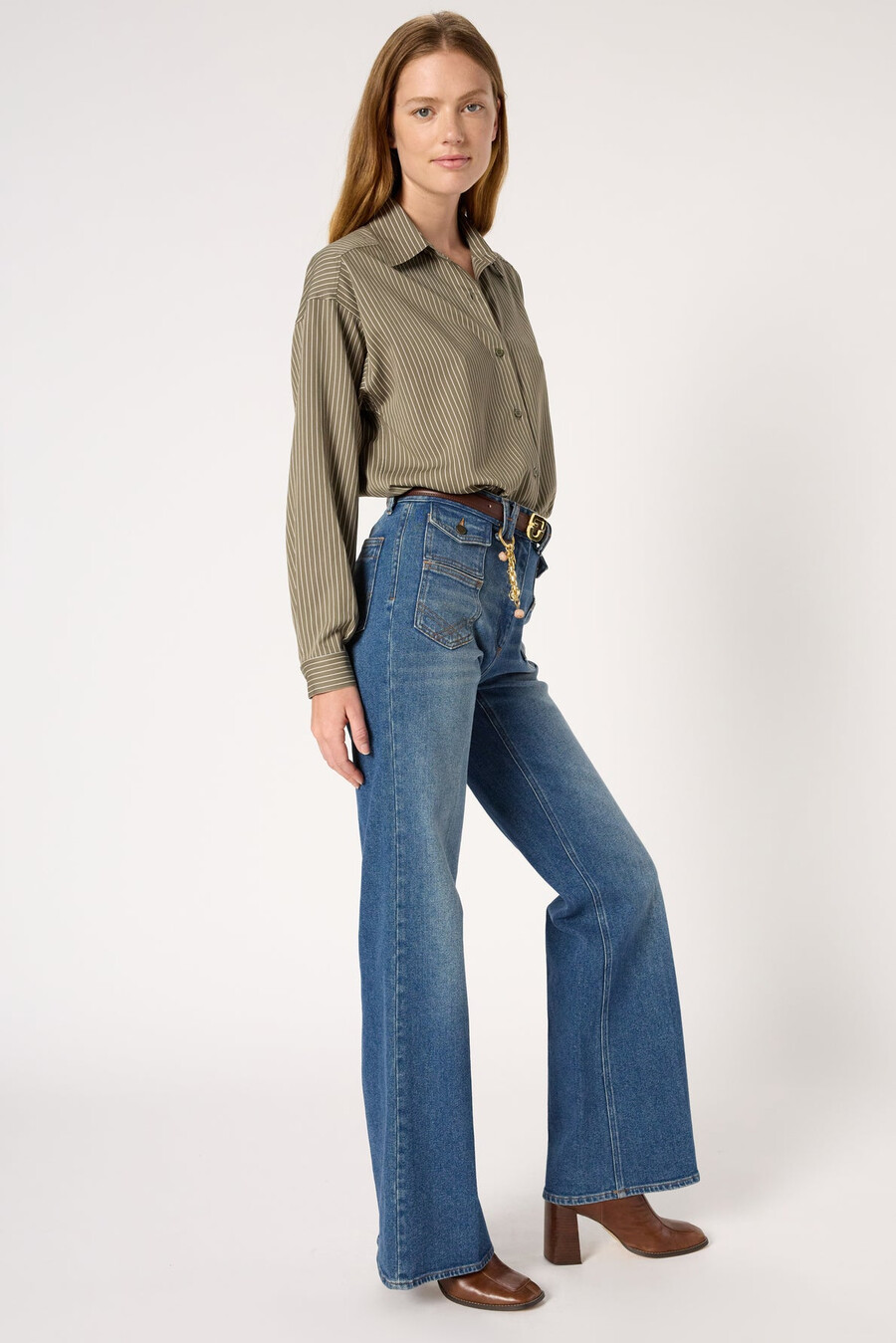raw denim utsvängda jeans - anna
