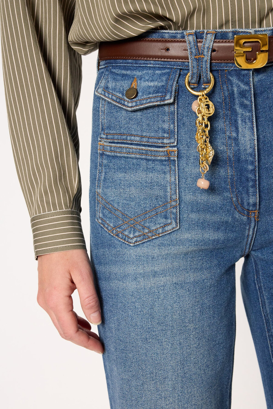 raw denim utsvängda jeans - anna