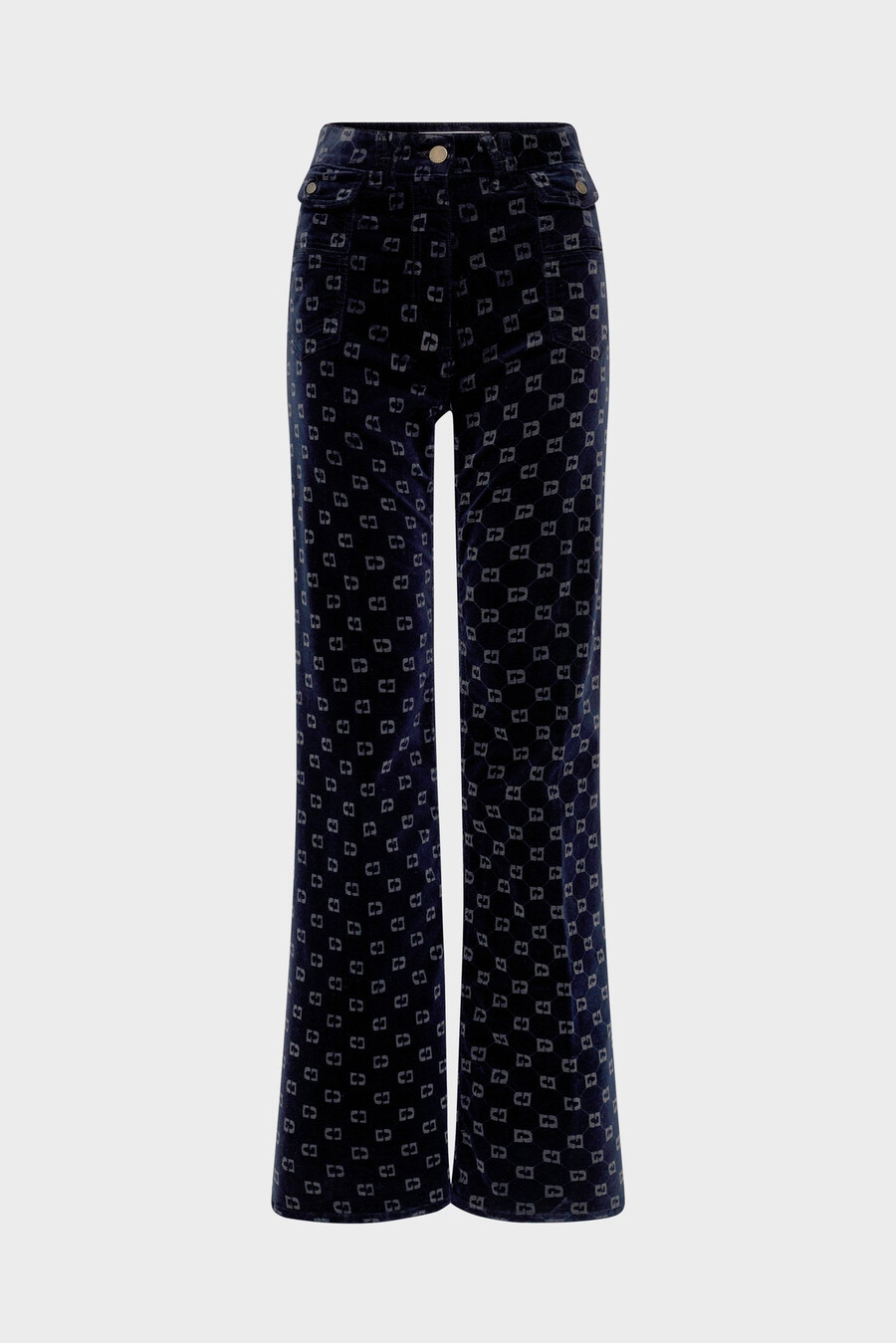 utsvängda sammetsbyxor med monogram - anna