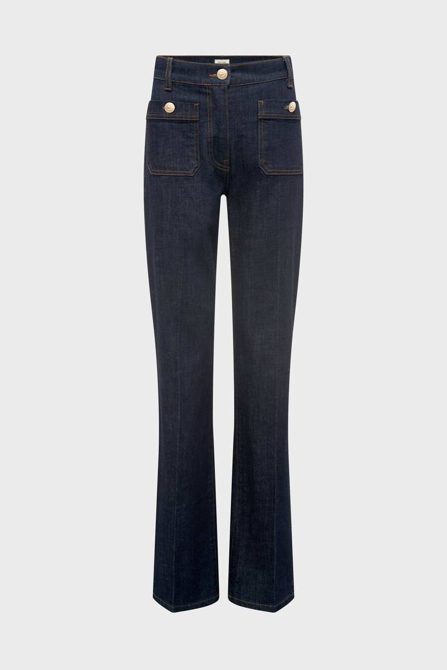 raka jeans i rå denim med guldfärgade knappar - clema