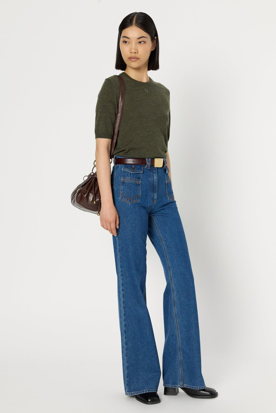 högmidjade utsvängda jeans - anna