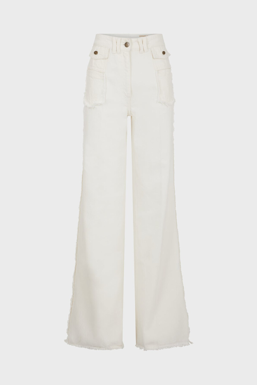 ecru utsvängda jeans med fransar - anna