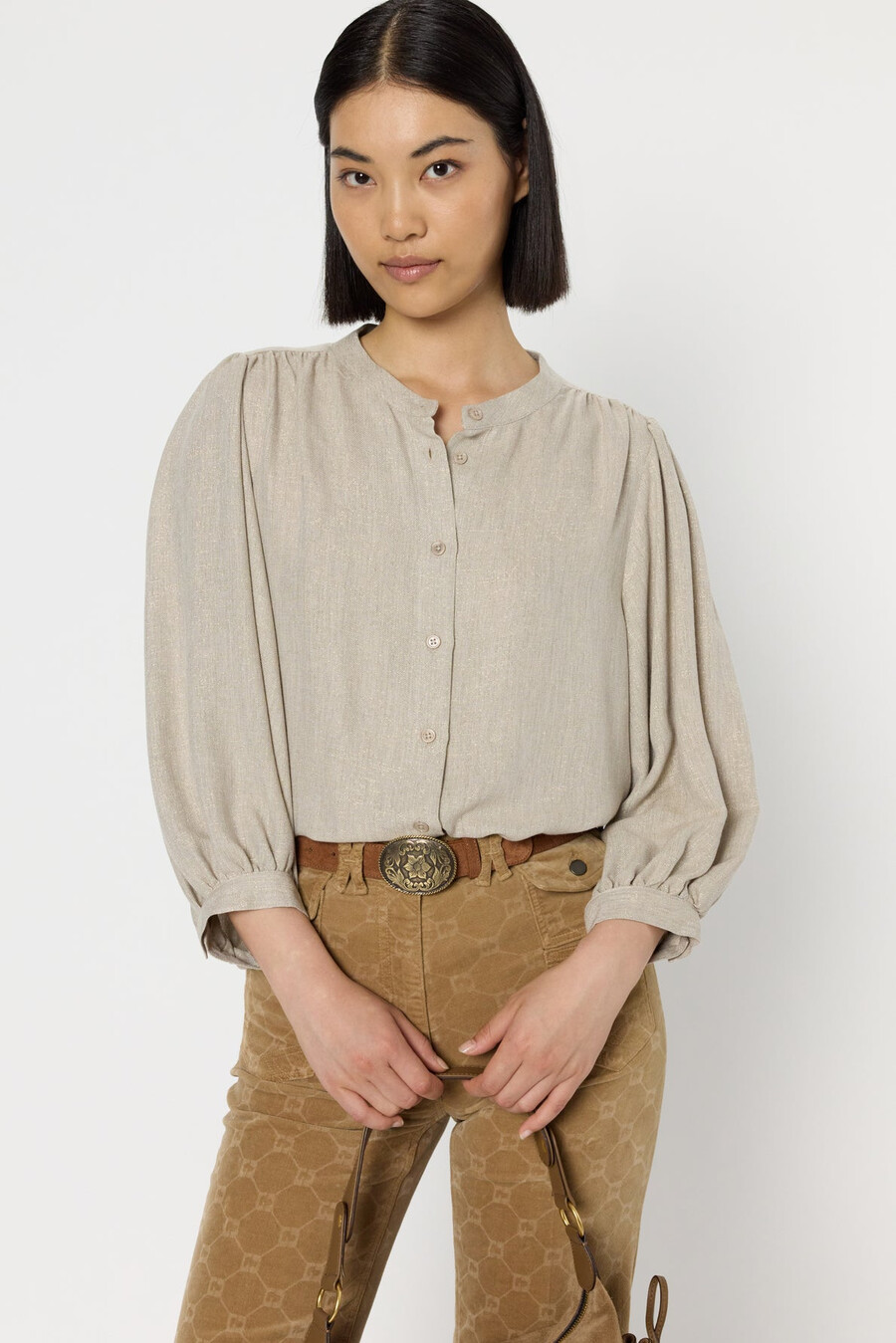 rundhalsad skjorta med lurex - alana