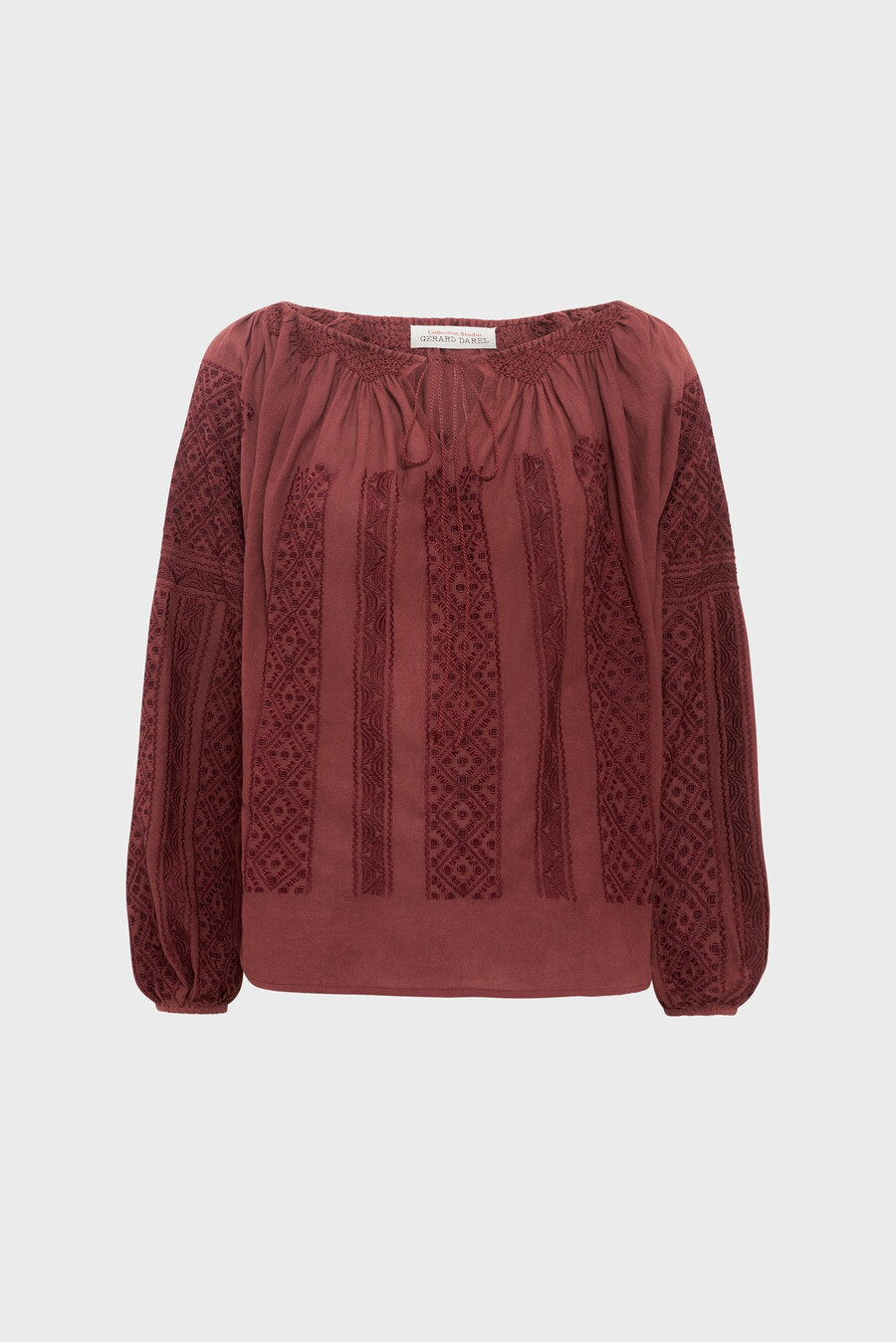 broderad blus med vid halsringning - aglae