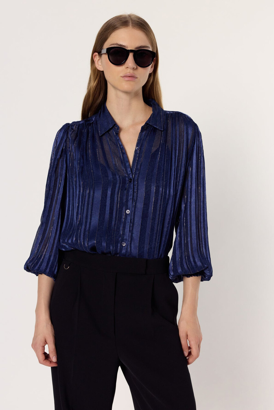 blus i mjuk satin med lurex - annick