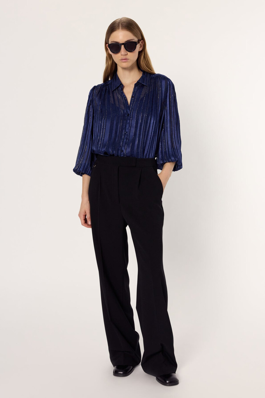 blus i mjuk satin med lurex - annick