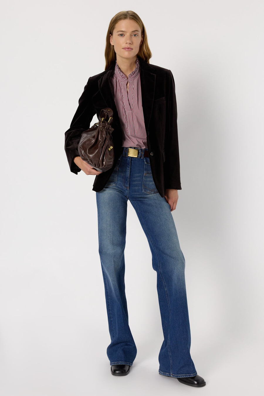 randig blus med volanger - anya